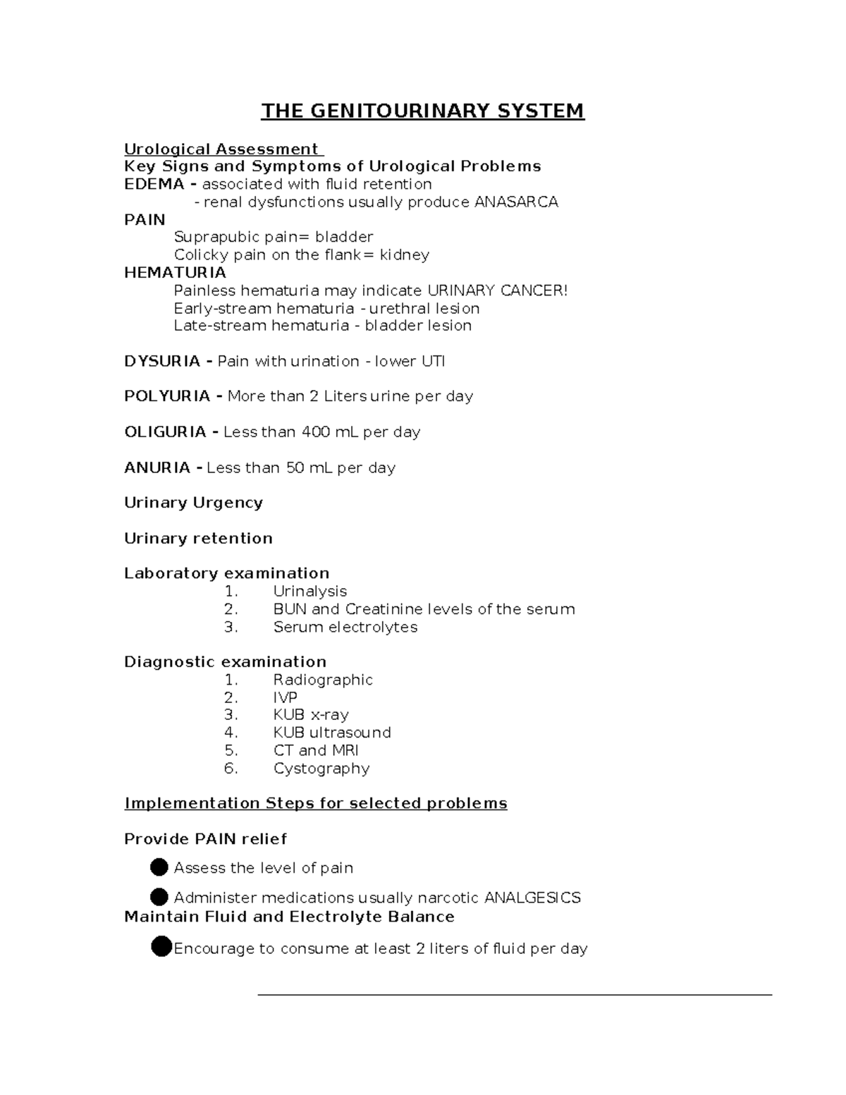 23158231-Renal-Nursing - THE GENITOURINARY SYSTEM Urological Assessment Key Signs and Symptoms ...