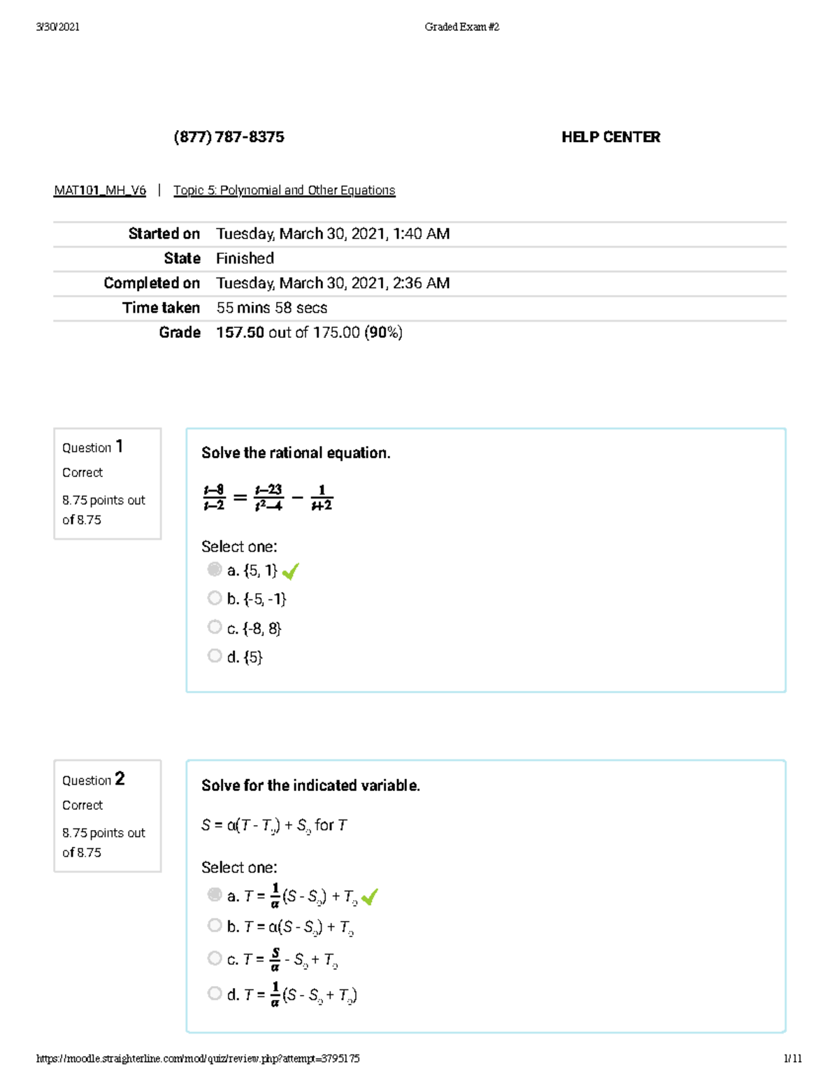 Graded Exam 2 Exam 2 Mat 220 College Algebra Uopx Studocu