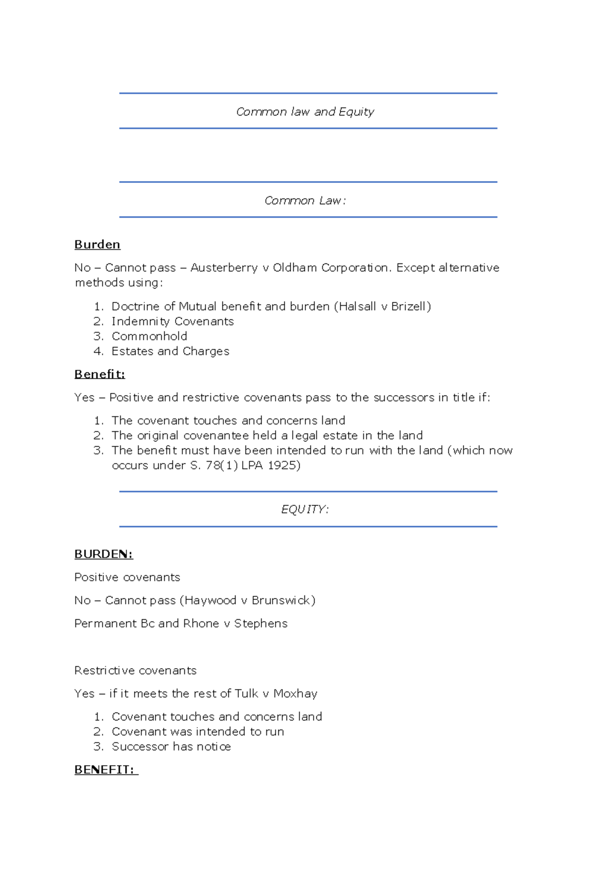 Common law and Equity property law Common law and Equity Common Law