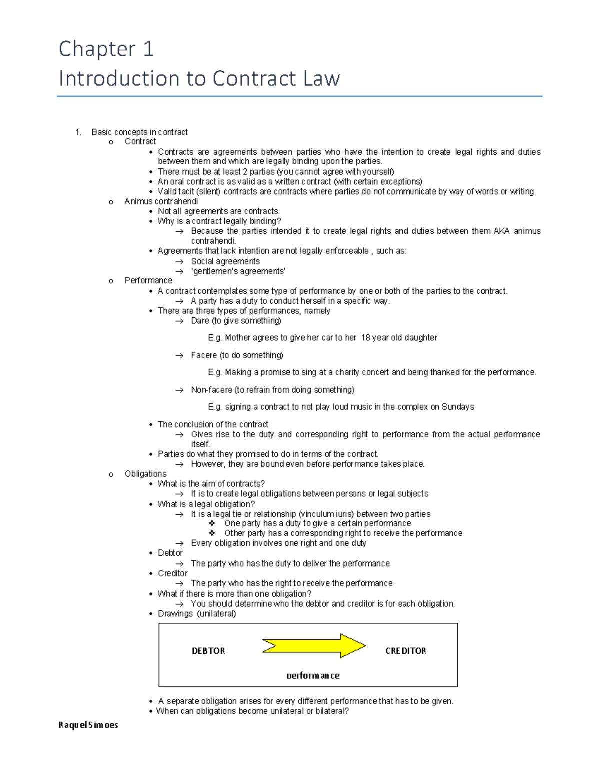 Chap 1 - Chapter 1 Contract Law Summary - Raquel Simoes Chapter 1 ...