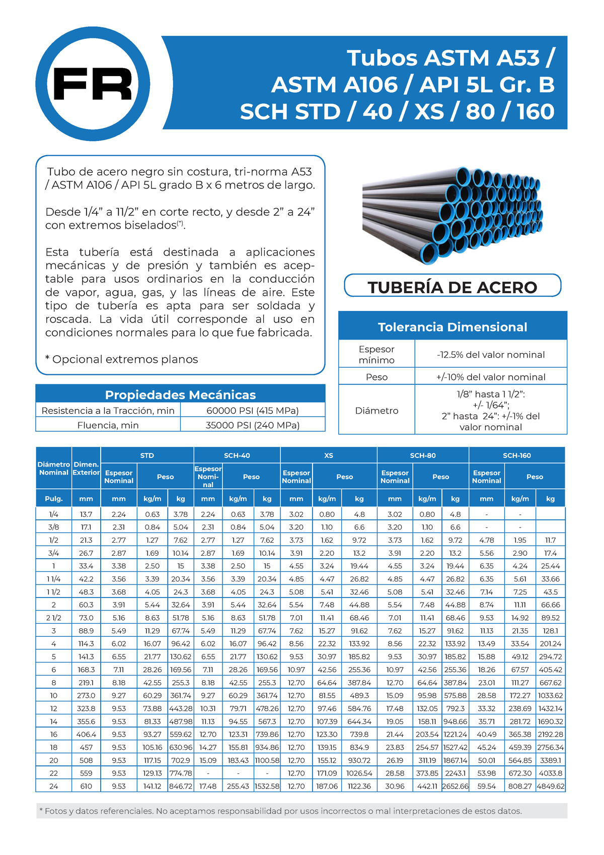 Acero Negro- Ficha Tecnica - Tubos ASTM A53 / ASTM A106 / API 5L Gr. B ...