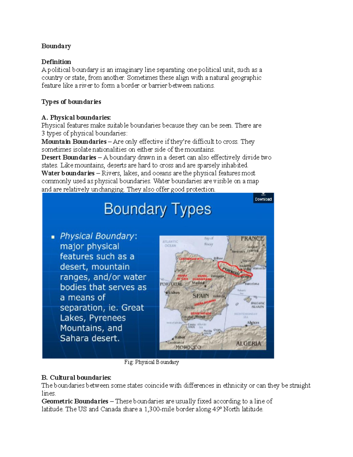 Boundary class lecture Boundary Definition A political boundary is