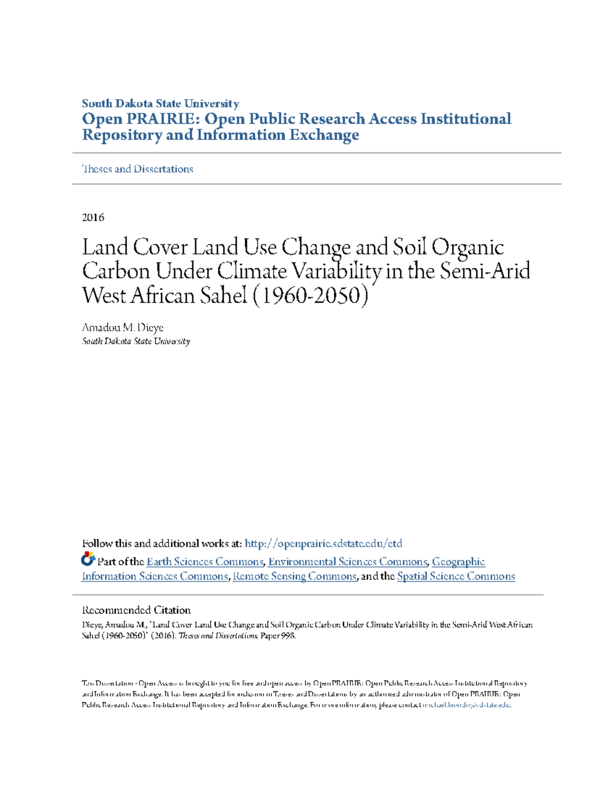 Land Cover Land Use Change and Soil Organic Carbon Under Climate ...