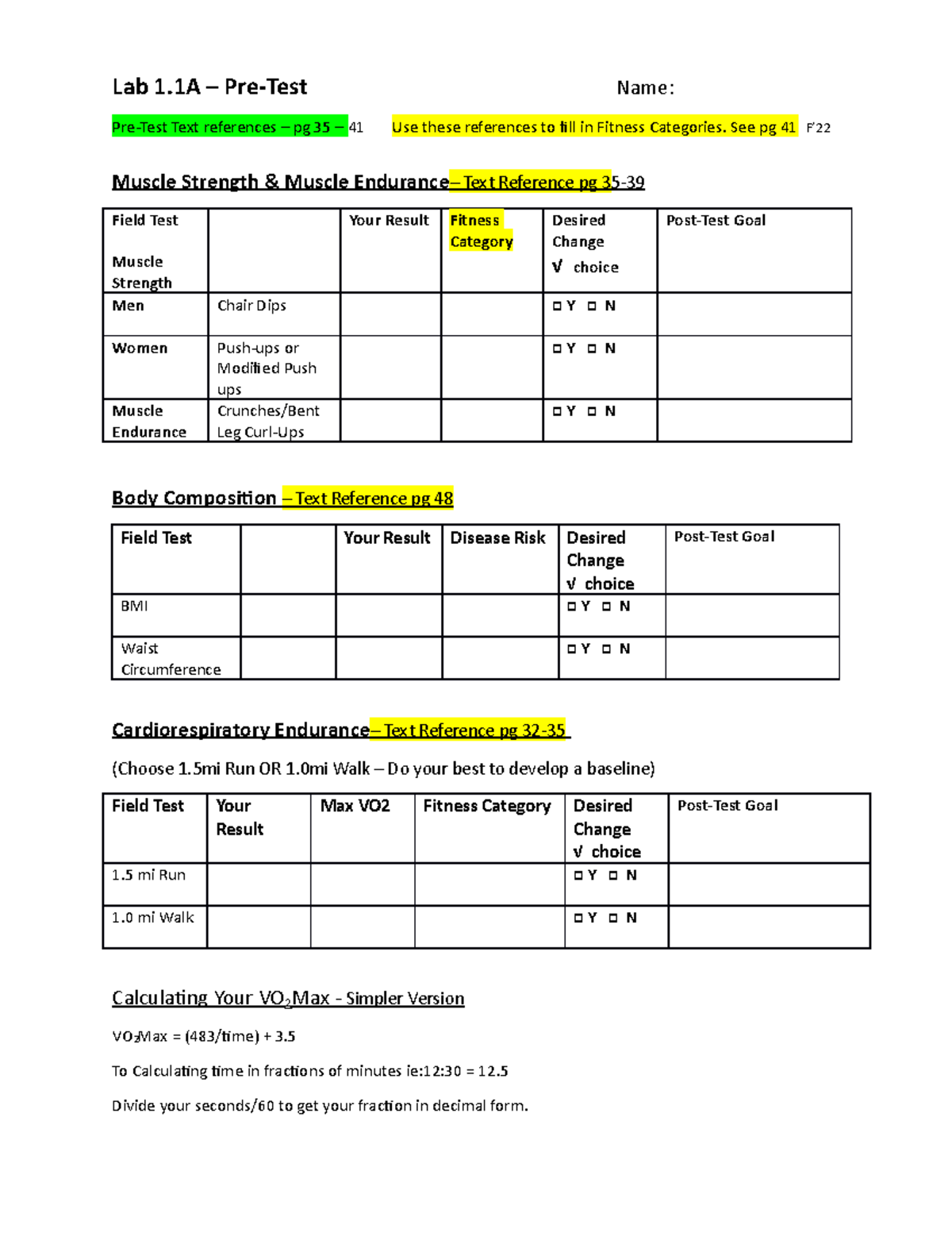 Activity Lab 1.1A Pre-Test F'22 FF - Lab 1 – Pre-Test Name: Pre-Test ...