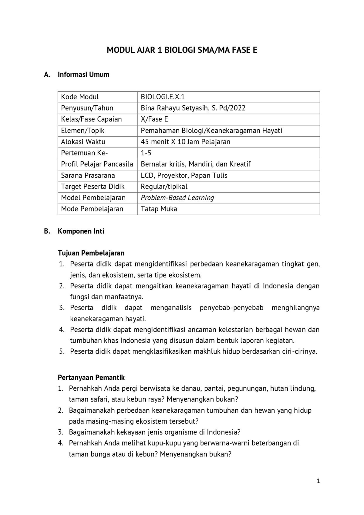 Modul Ajar Biologi Kelas X Fase E - 4 Kegiatan Penutup (10 Menit) A ...