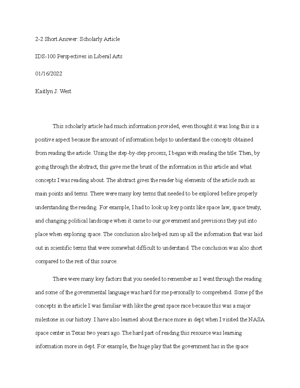 22 Short Answer LA 22 Short Answer Scholarly Article IDS100