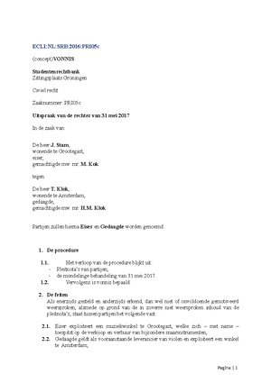 Voorbeeld vonnis srb - Cijfer: 9 - ‘Homerun of strike’ Vonnis van de ...