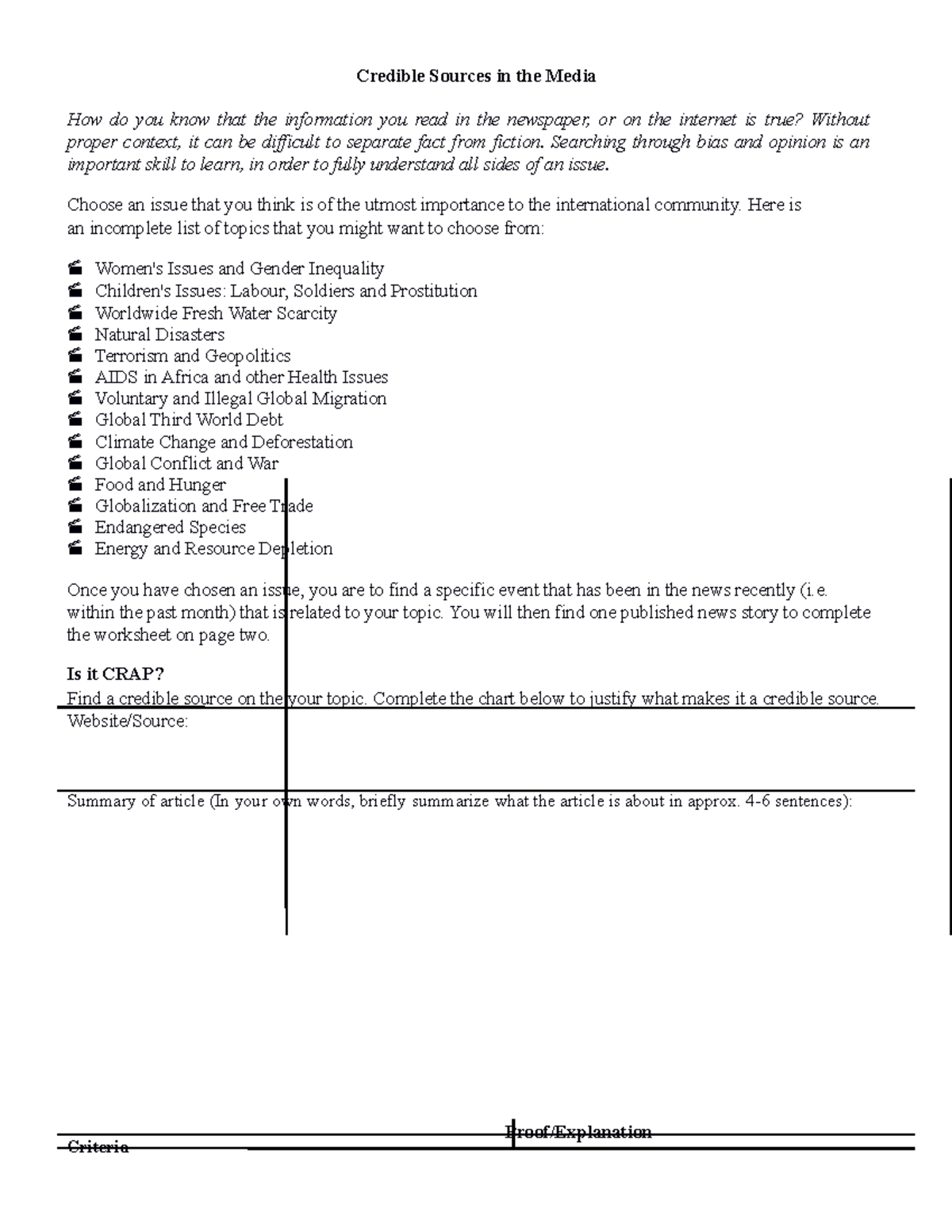 credible sources Credible Sources in the Media How do you know that