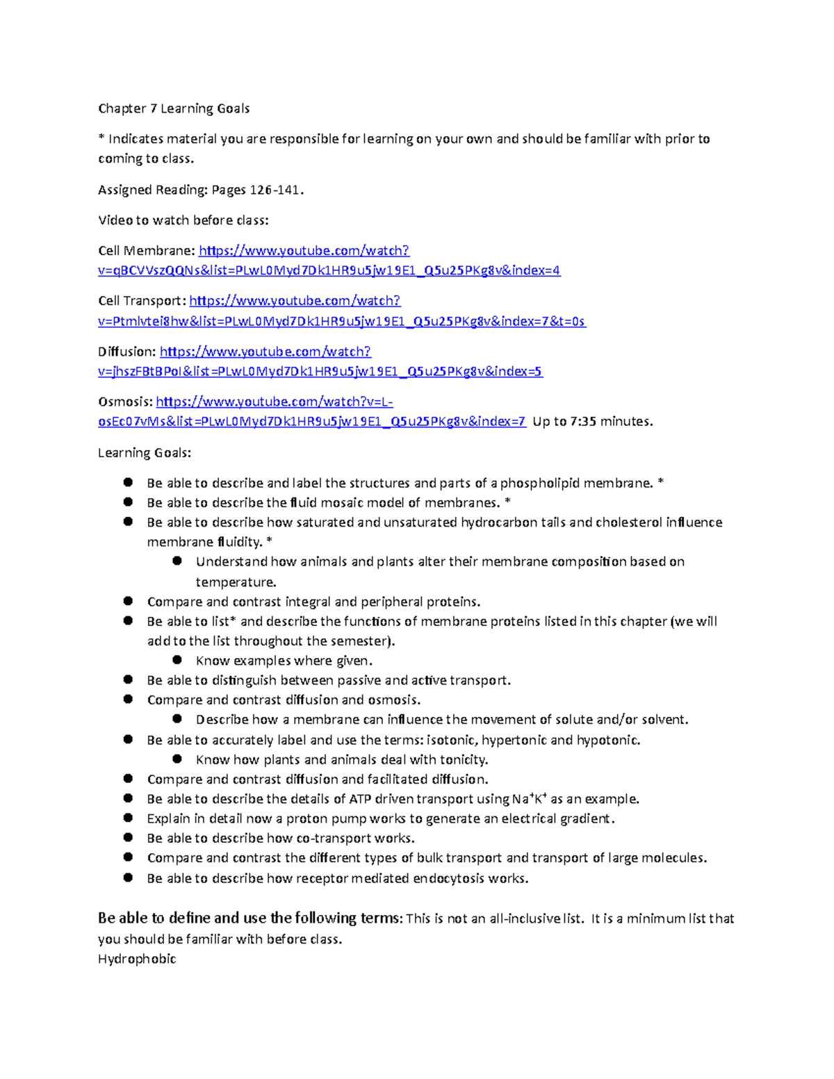 Chapter 7 Learning Objectives Chapter 7 Learning Goals Indicates