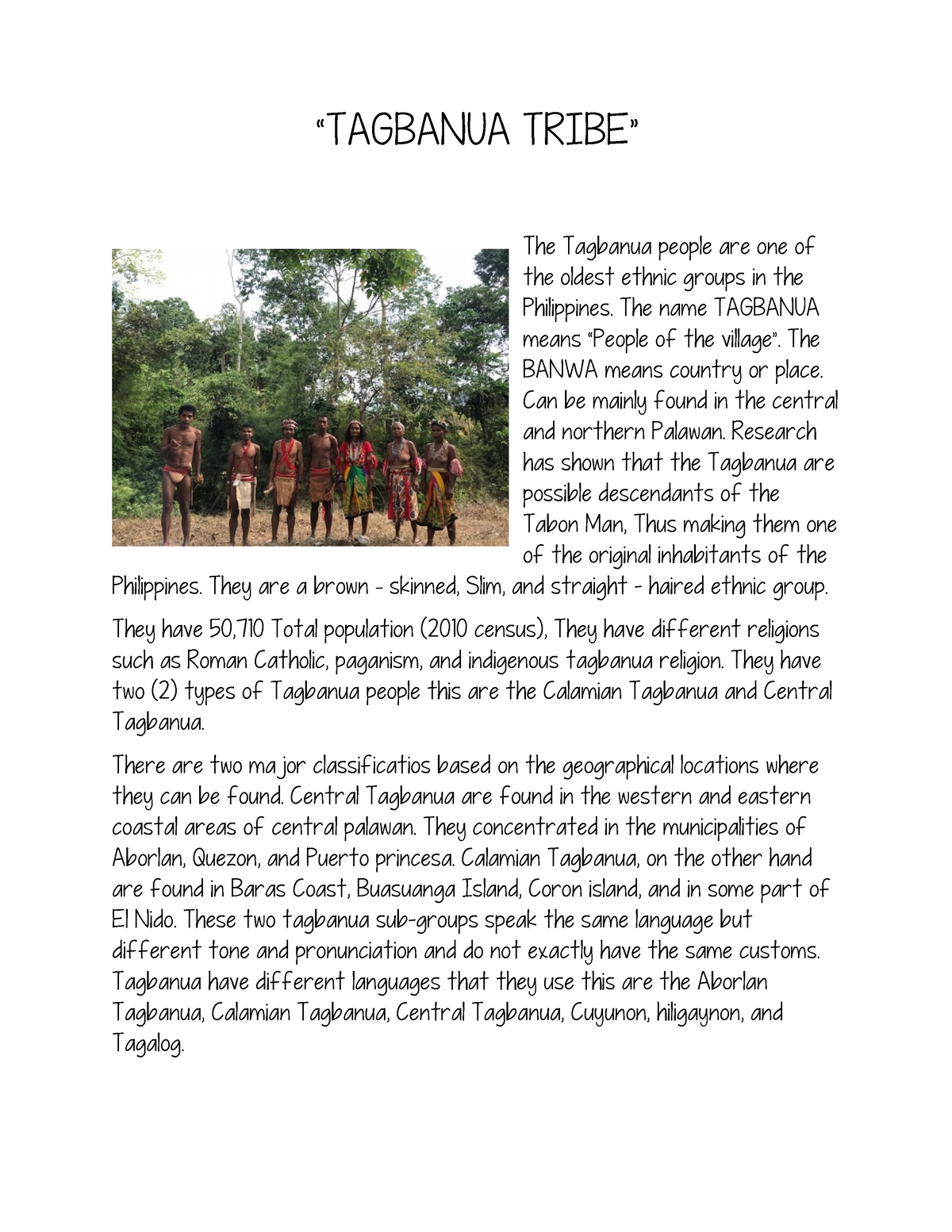 Tagbanua- Tribe - Nothing - “TAGBANUA TRIBE” The Tagbanua people are ...