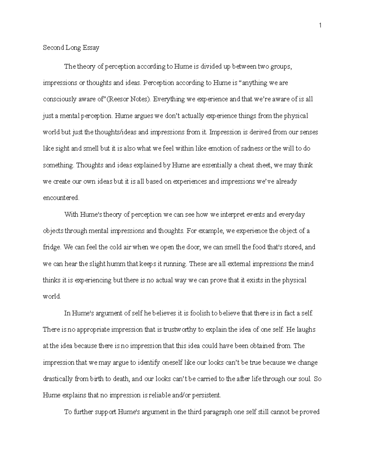 Phil 1305 second long essay 1 second long essay the theory of