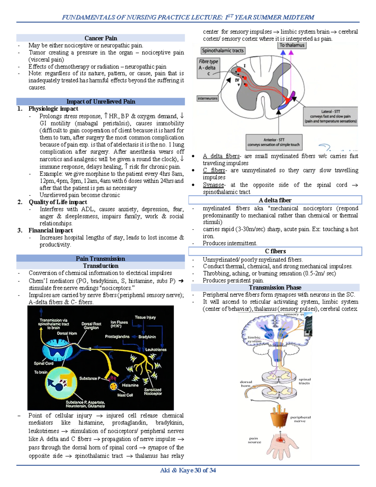 Cancer Pain - FUNDAMENTALS OF NURSING PRACTICE LECTURE: 1 ST YEAR ...