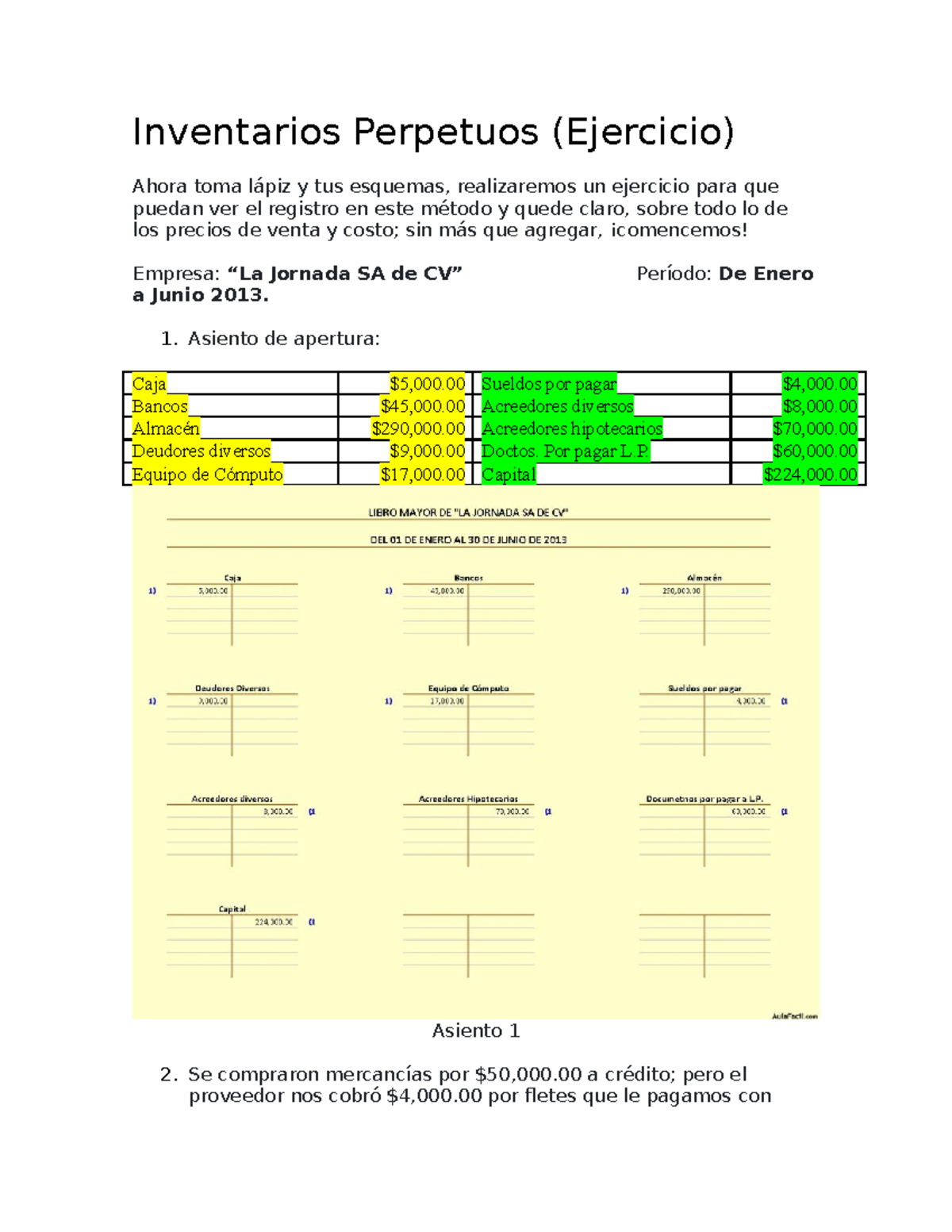 Inventarios Perpetuos Clase - Inventarios Perpetuos (Ejercicio) Ahora ...