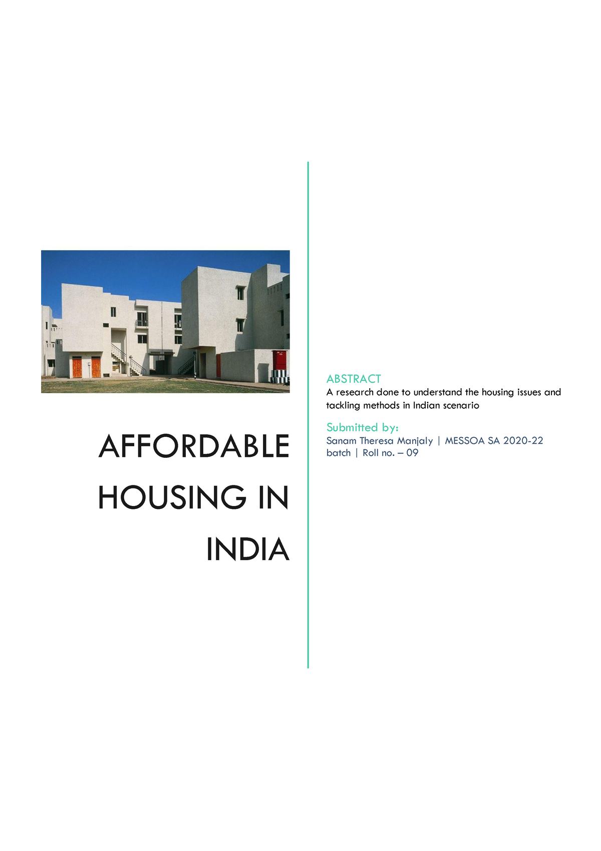 affordable housing in india research paper