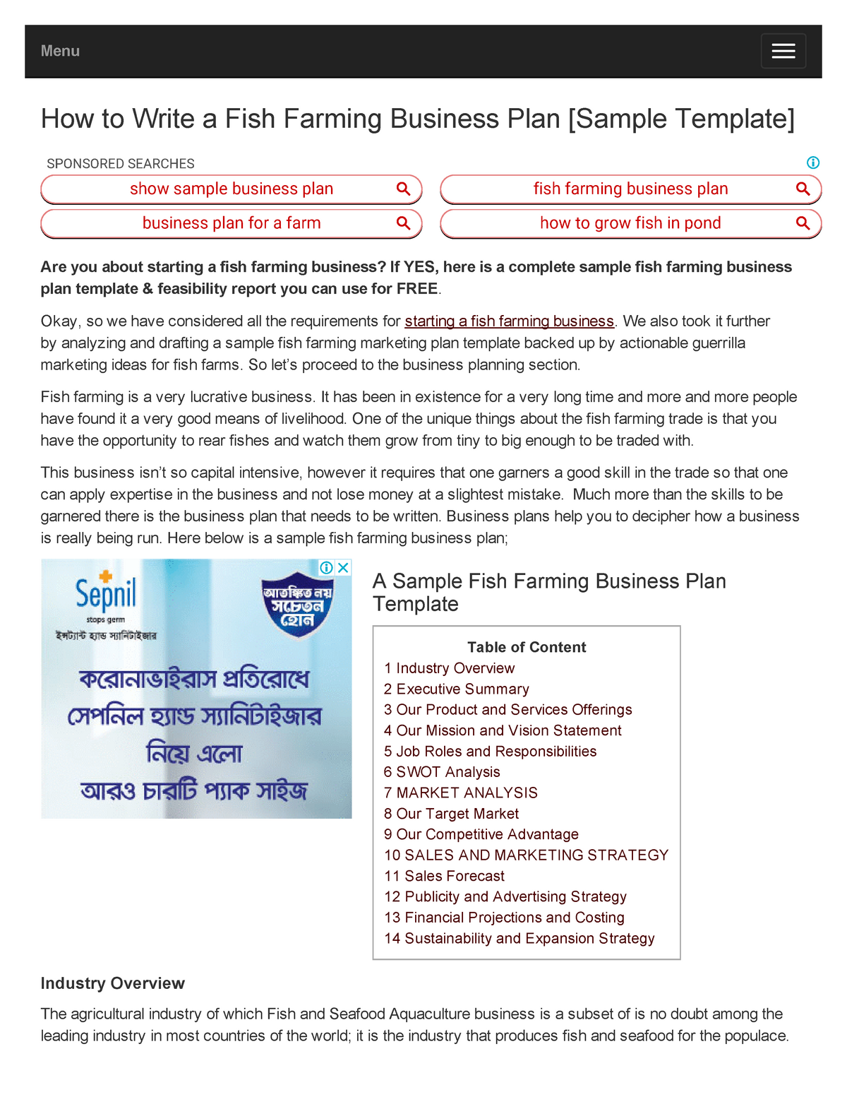 how to write a fish farming business plan