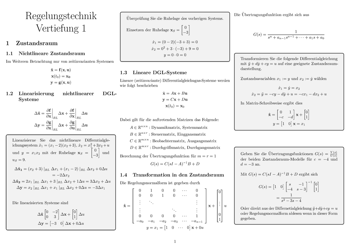 Cheat Sheet page 11 asdfasdf Regelungstechnik Vertiefung 1 1