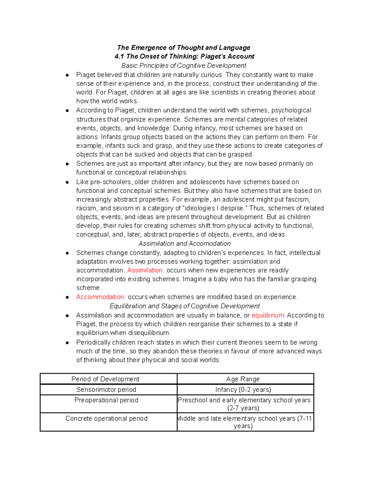 PSY203 Week 4 Lecture Notes Theory of Mind - The Emergence of Thought ...