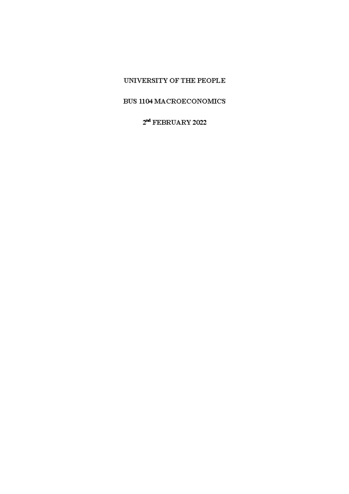 Bus 1104 Written Assignment University Of The People Bus 1104 Macroeconomics 2 Nd February Bus 1104 Written Assignment University Of The People Bus 1104 Macroeconomics 2 Nd February