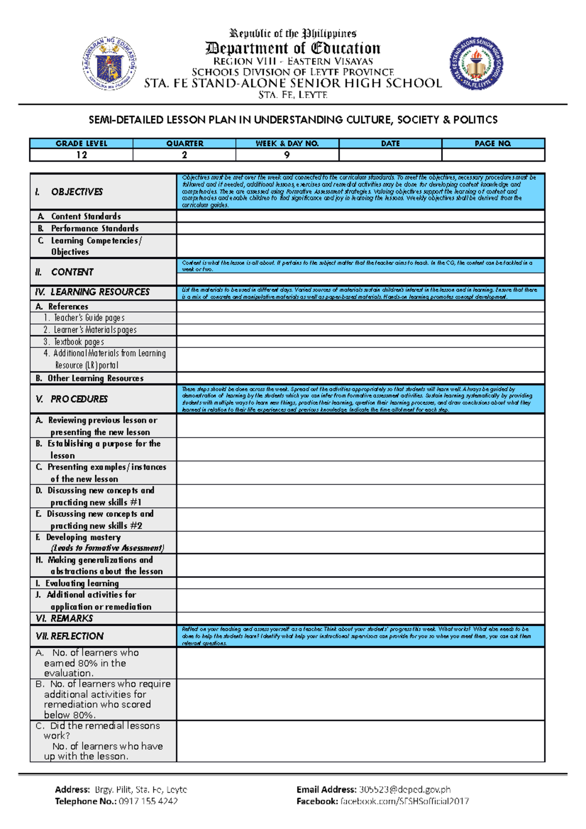 SEMI Detailed LP Template - General Physics - Studocu