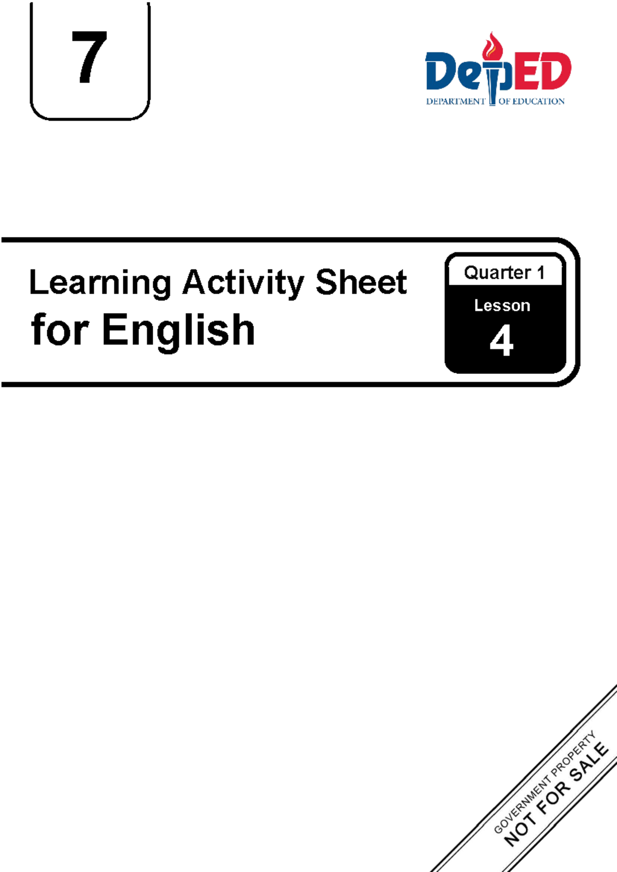 Q1 WS English 7 Lesson 4 Week 4 - 7 Learning Activity Sheet for English ...