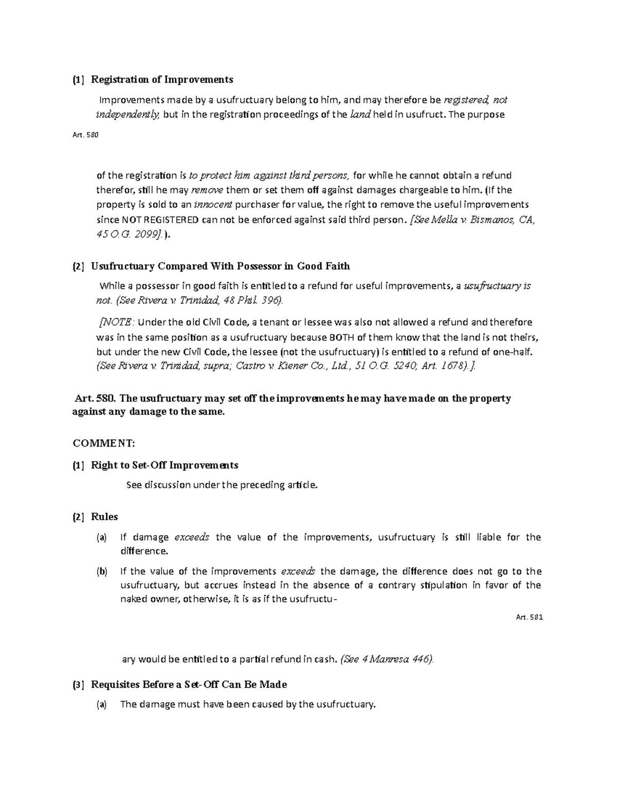 Property law m142 - (1) Registration of Improvements Improvements made ...