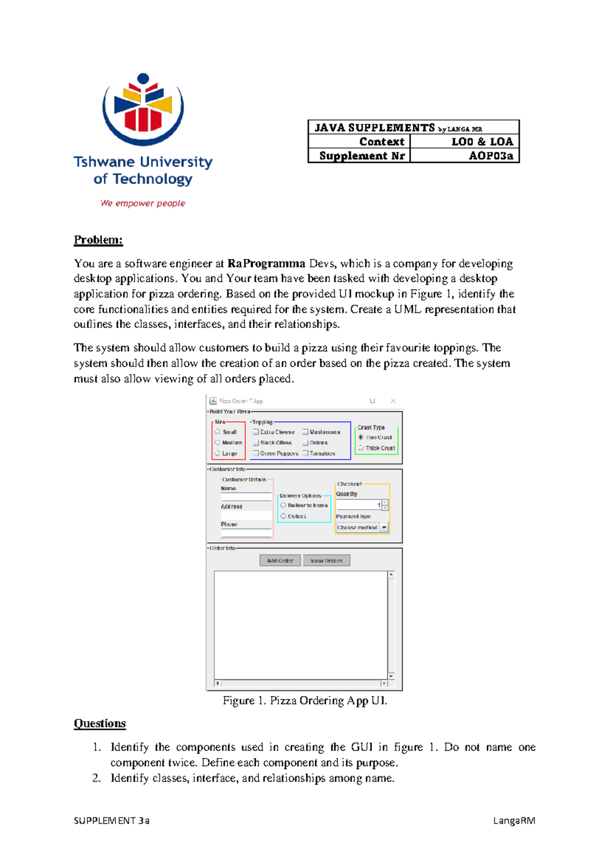 JAVA Supplements - Exercise 3a - SUPPLEMENT 3a LangaRM JAVA SUPPLEMENTS ...