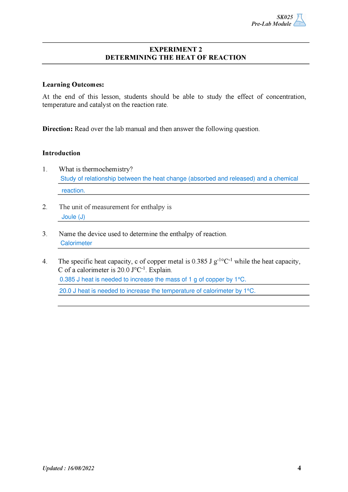 lab report chemistry matriculation experiment 1 semester 2