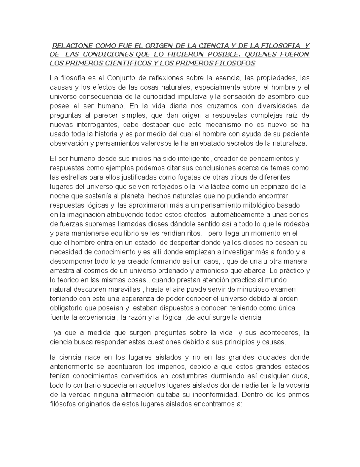 La filosofía es el Conjunto de reflexiones sobre la esencia - RELACIONE ...