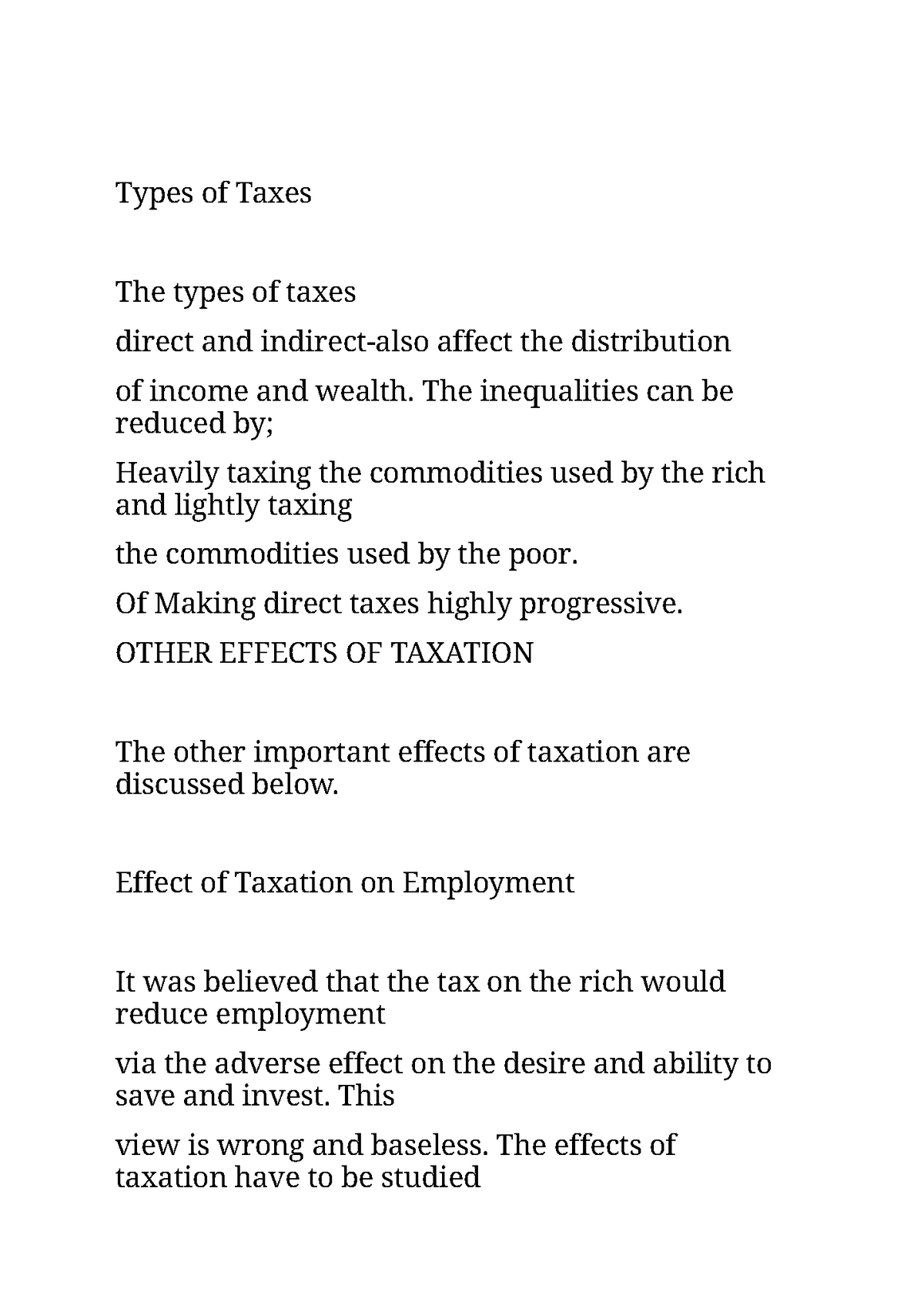 different types of taxes essay