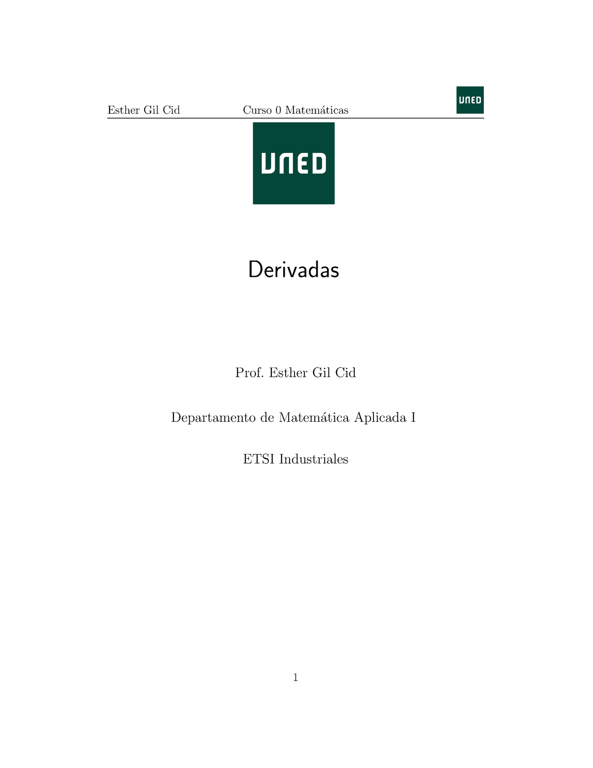 Tema Deribadas Desde Cero Derivadas Prof Esther Gil Cid Departamento De Matem Atica Aplicada