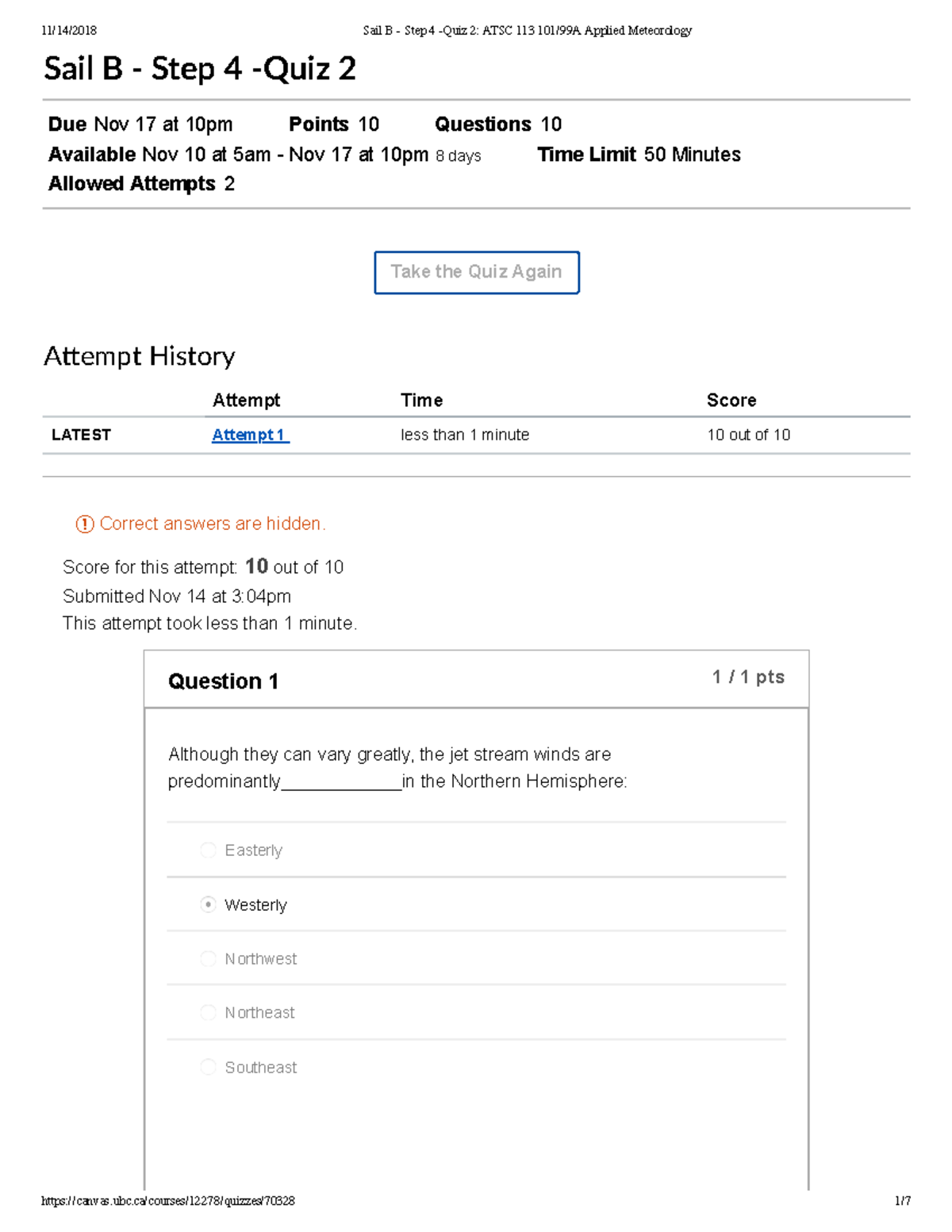 Sail B - Step 4 -Quiz 2- ATSC 113 101-99A Applied Meteorology - Sail B ...