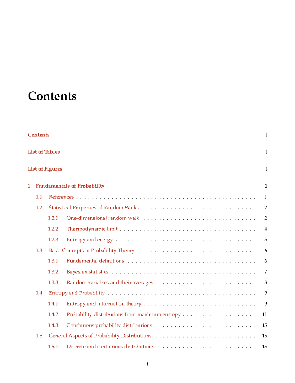 UCH01-PROBABILITY - Contents Contents i List of Tables i 1 Fundamentals ...