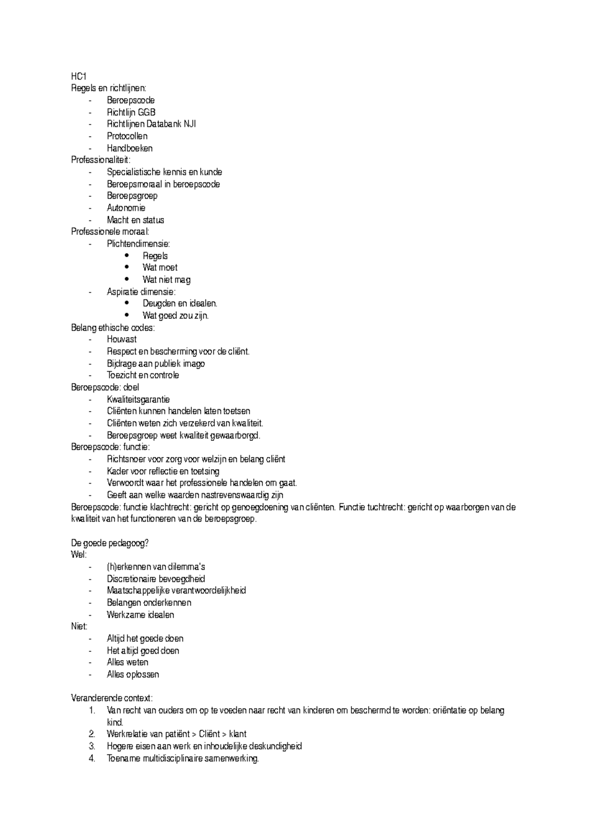 Hoorcolleges Risicotaxatie HC1 Regels En Richtlijnen Beroepscode
