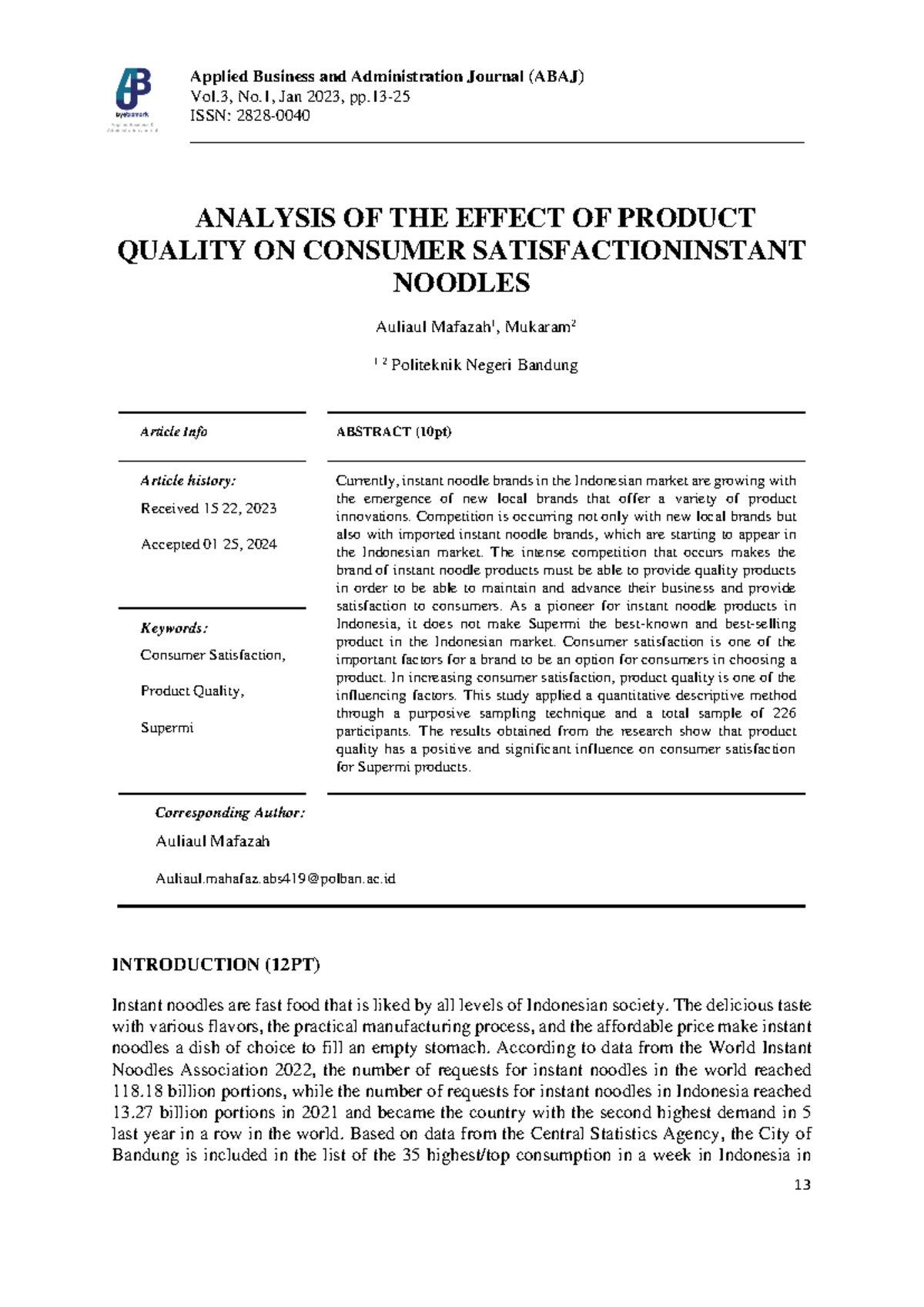 + Analysis+OF+THE+ Effect+OF+ Product+ Quality+ON+ Consumer+ ...