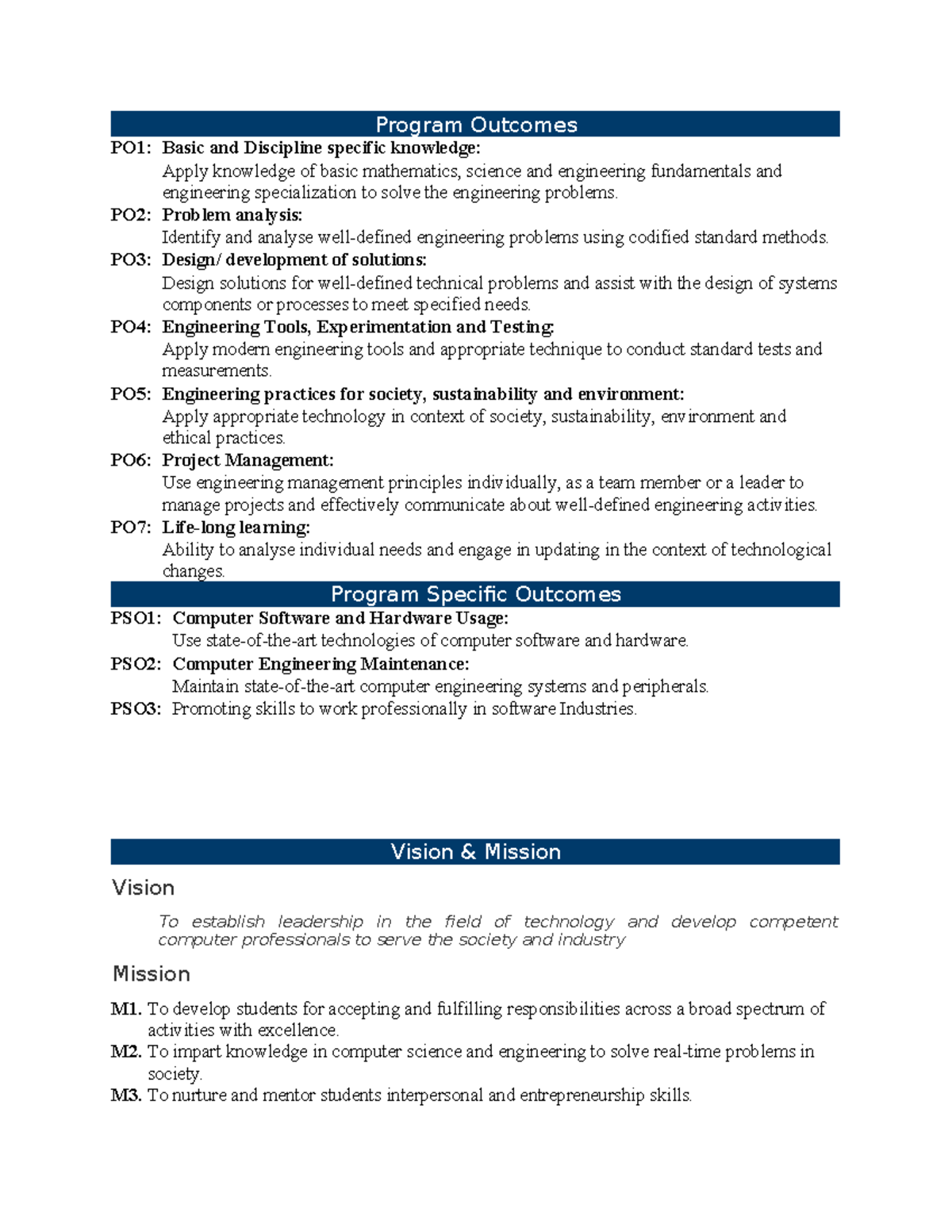 Program Outcomes - erter er ert - Program Outcomes PO1: Basic and ...