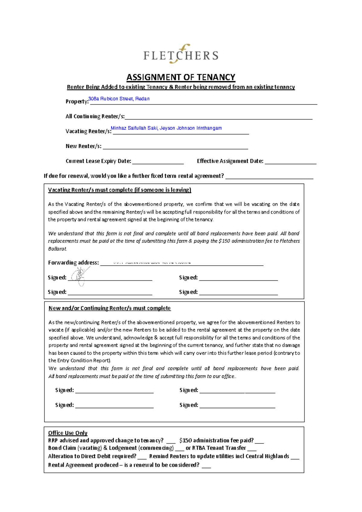 assignment of tenancy shelter legal