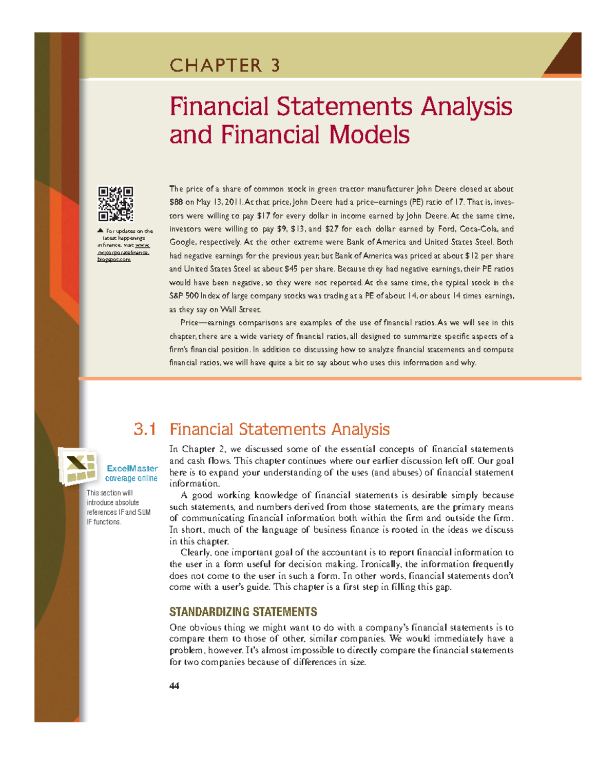 Corporate Finance-29 - 44 CHAPTER 3 Financial Statements Analysis and ...