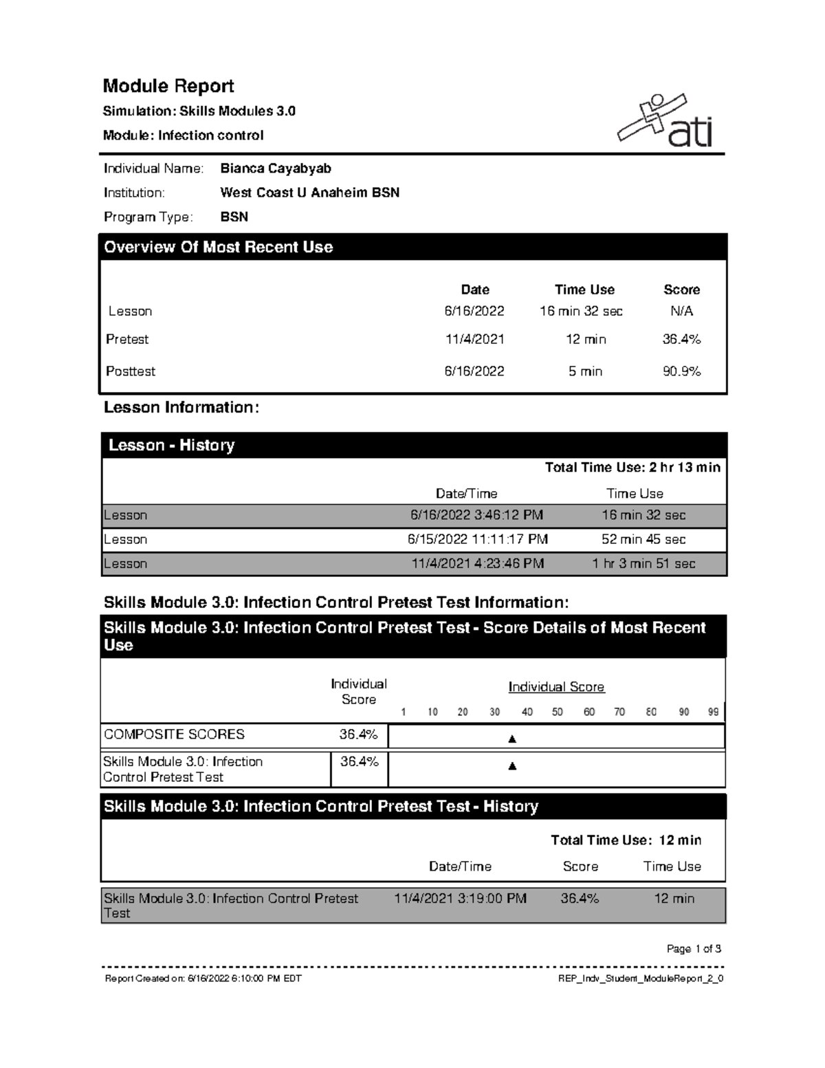 Skills modules infection control module report simulation skills