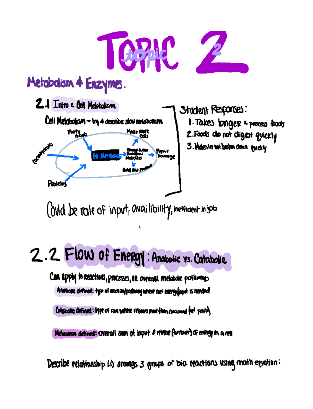 Note Jul 1, 2023 - Chapter. 2 Notes - Tape 2 Metabolism Enzymes 2 1 ...