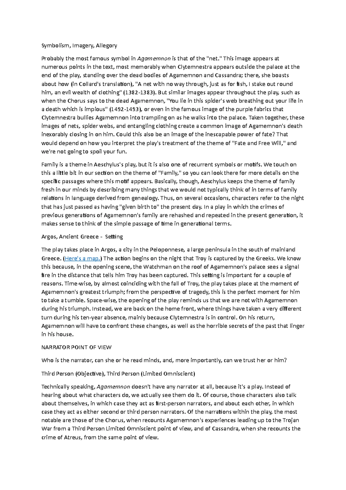 Agamemnon Notes - Notes on Agamemnon Character of Clytemnestra ...