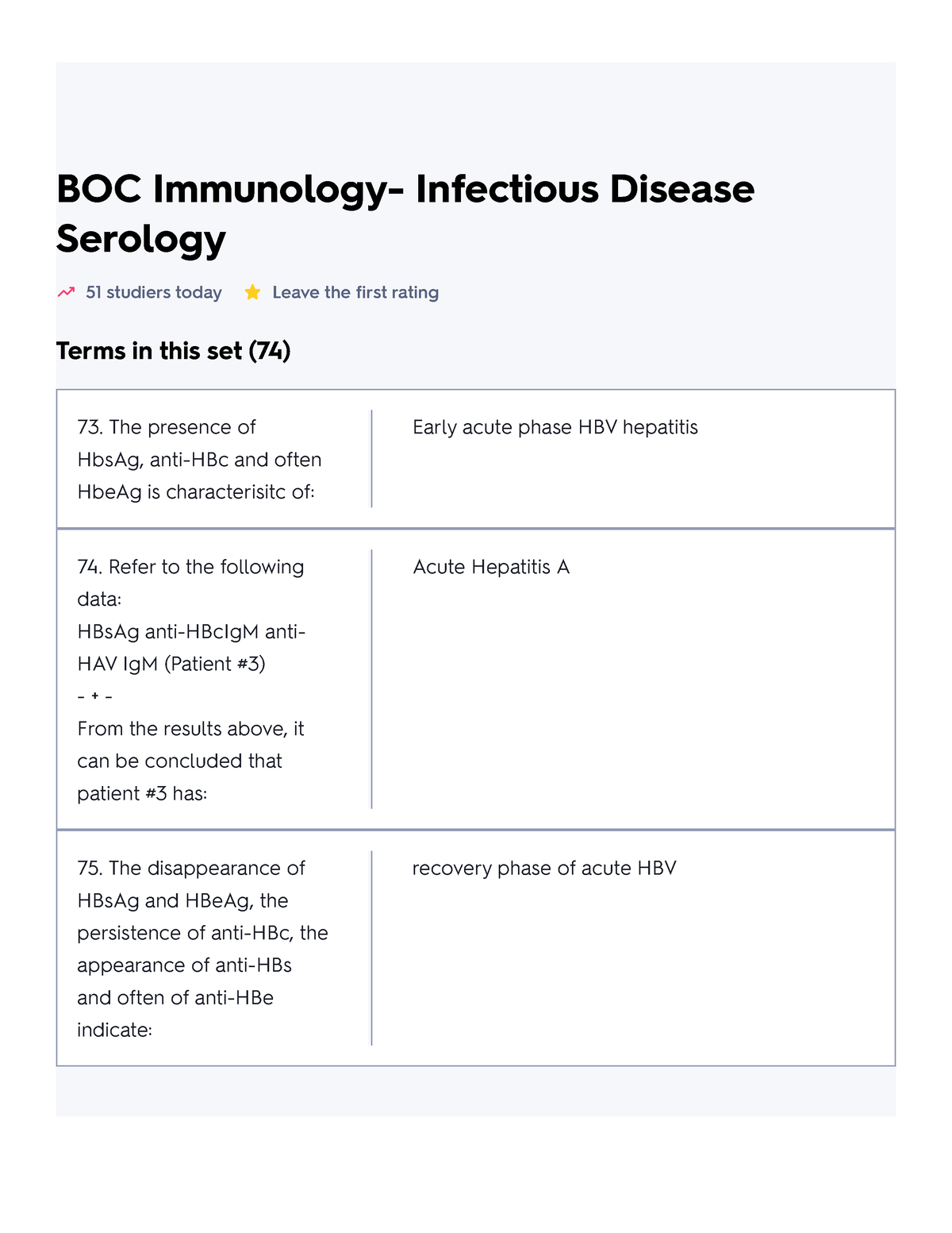 BOC Immunology- Infectious Disease Serology Flashcards Quizlet - BOC ...