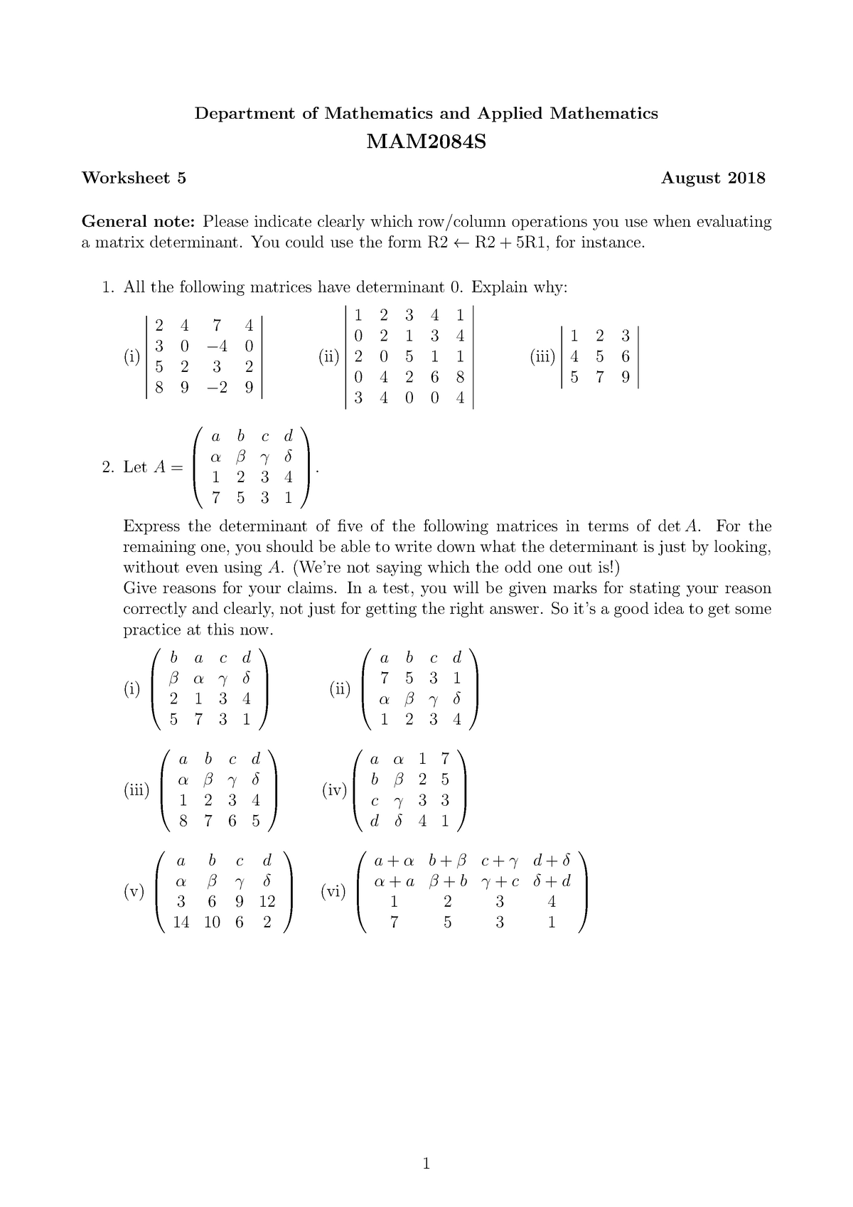 Tutorial 05 - Tut 5 - Department Of Mathematics And Applied Mathematics ...