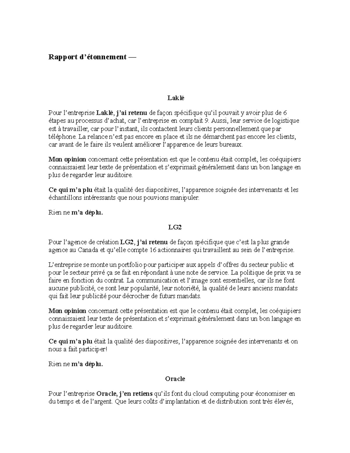 Rapport d