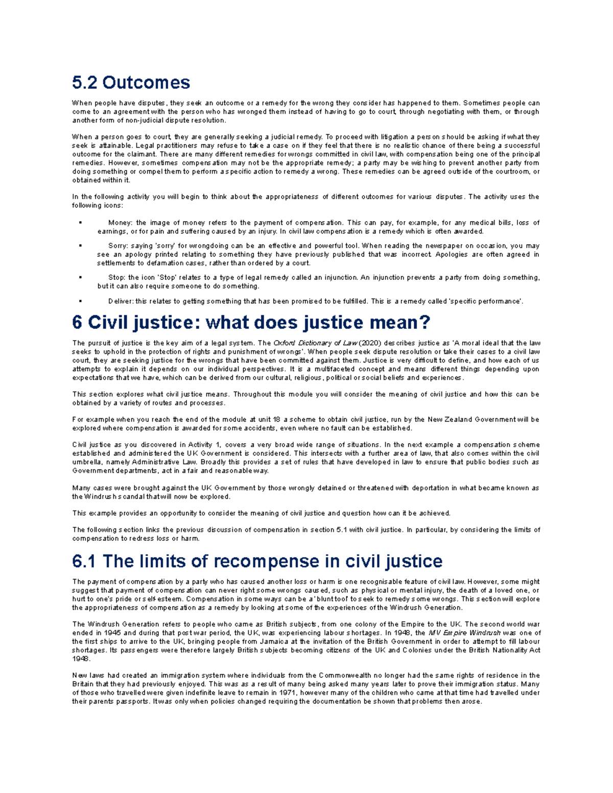 Section 5.2, 6, - 5 Outcomes When people have disputes, they seek an ...