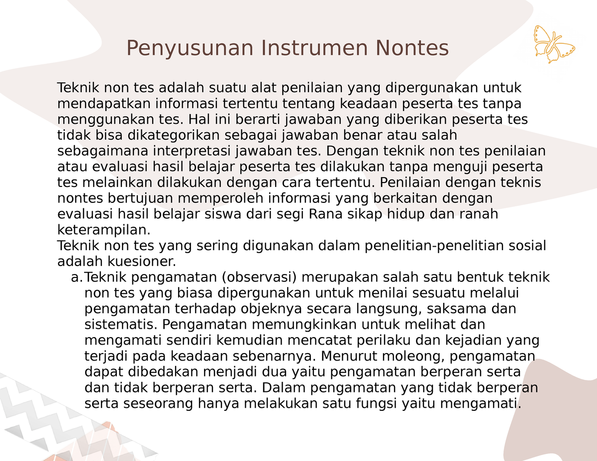 Penyusunan Instrumen Non Tes - Penyusunan Instrumen Nontes Teknik Non ...