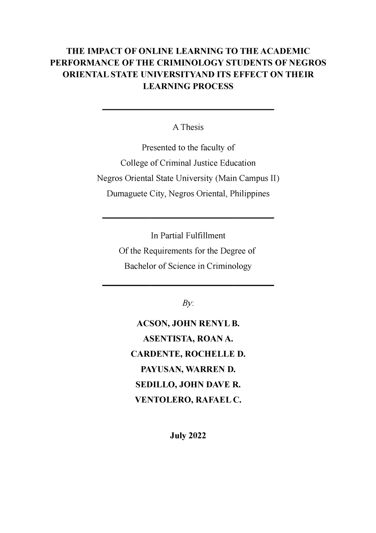 thesis about online learning in the philippines