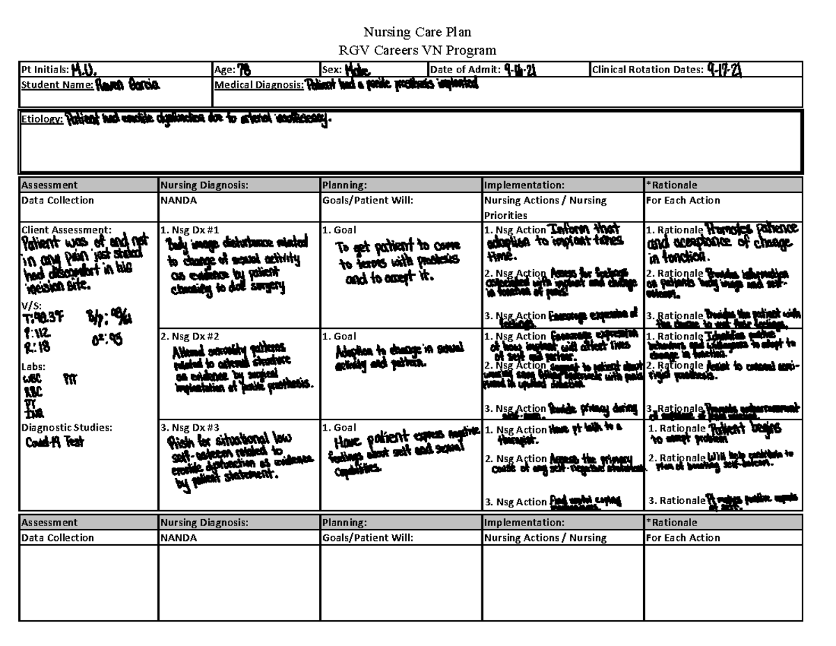 9-17 1 clinical - notes - Nursing Care Plan RGV Careers VN Program ...