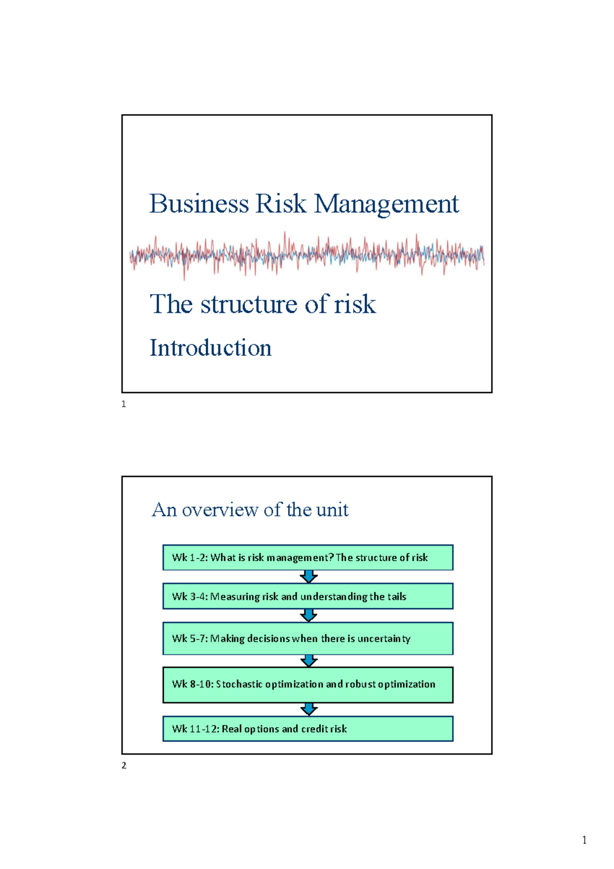 Lecture 2 The structure of risk - Business Risk Management The ...