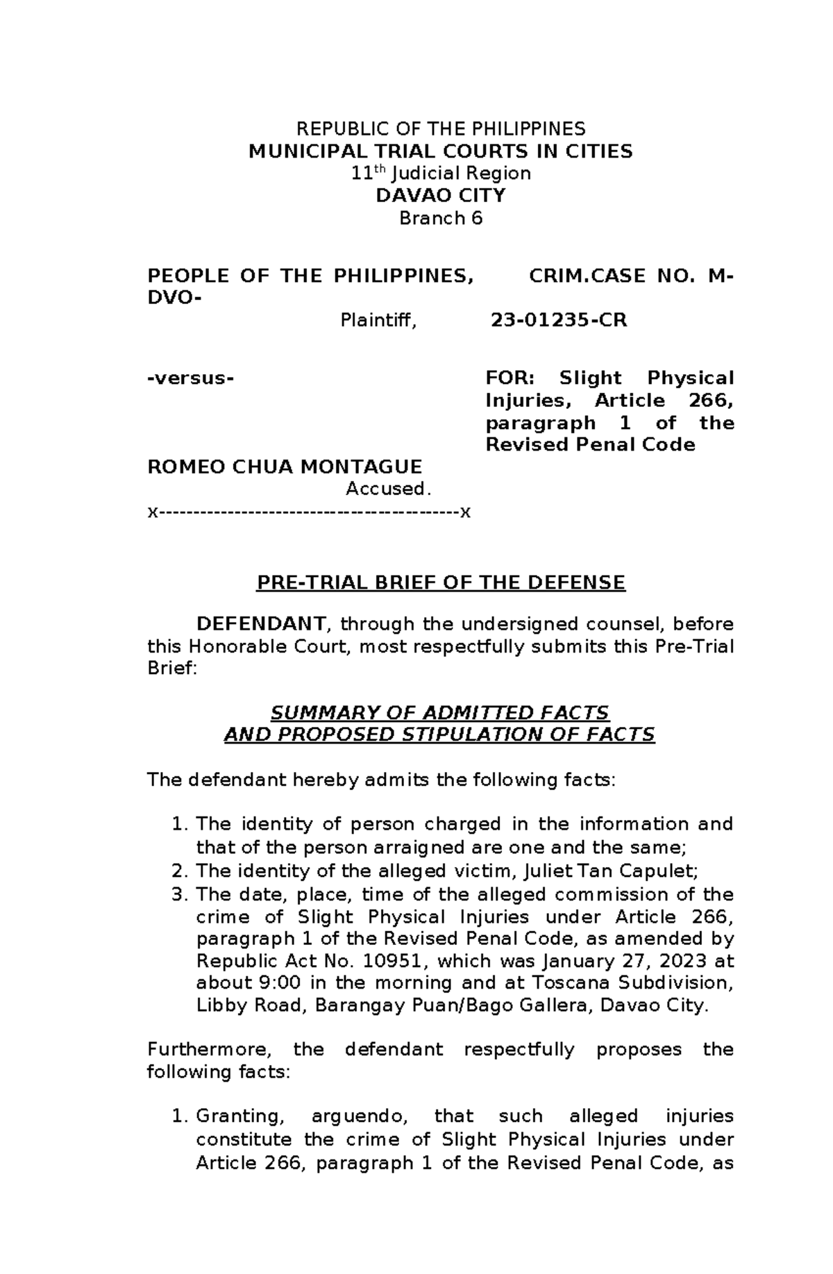 Pre Trial MTCC Defense - Practice Court II provides opportunity for law ...