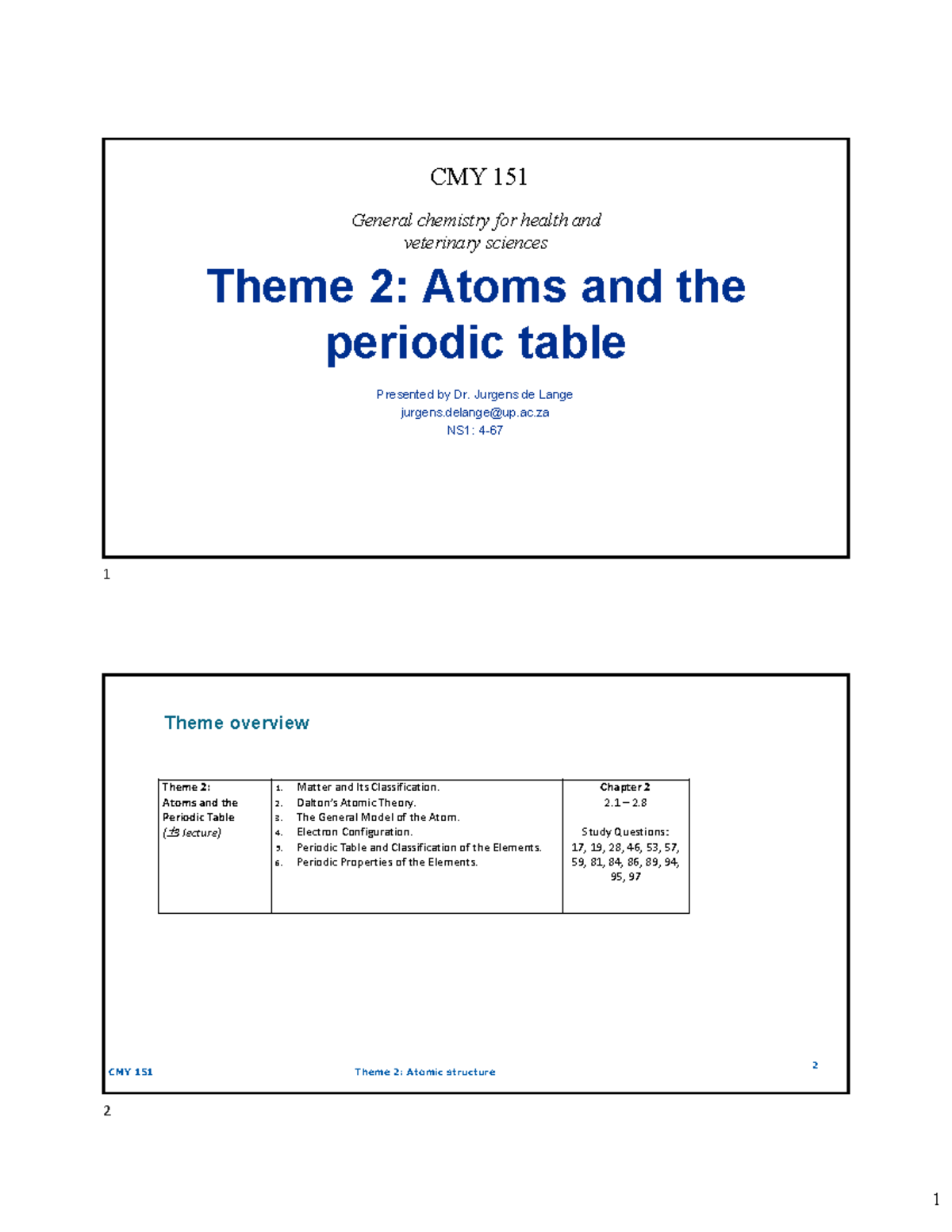 (Printer Friendly) Theme 2 - Atomic Structure - Theme 2: Atoms and the ...